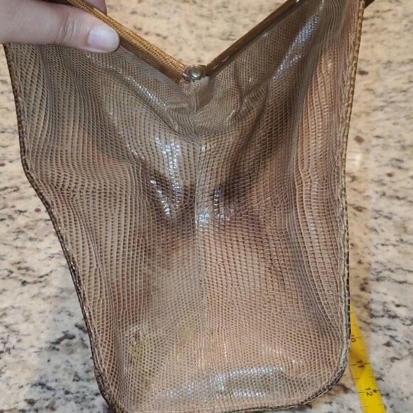 Antique lizard skin frame bag handbag VTG - Picture 7 of 12